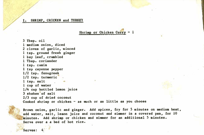 1 Recipes by Lael - Shrimp or Chicken Curry