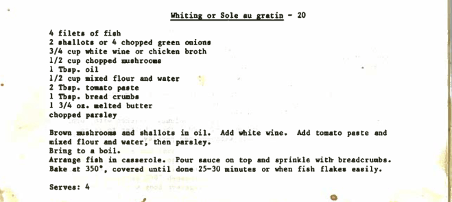 20 Whiting or Sole Au Gratin - 1980