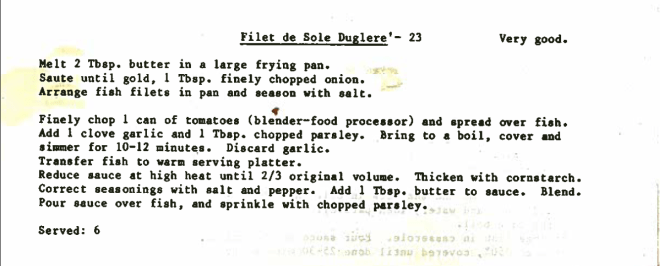 23 Filet de Sole Duglere' - 1980
