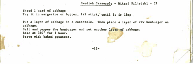 27 Swedish Casserole - Mikael - 1980